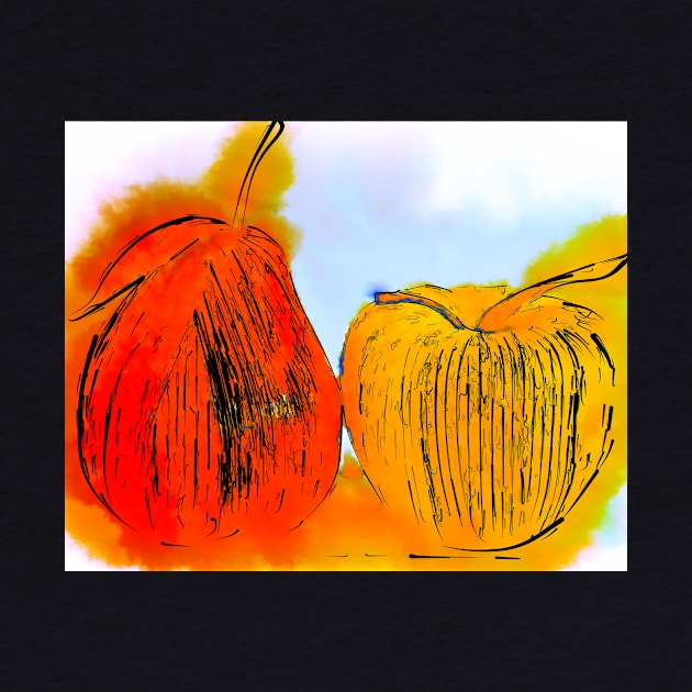 Pear And Apple Watercolor by KirtTisdale